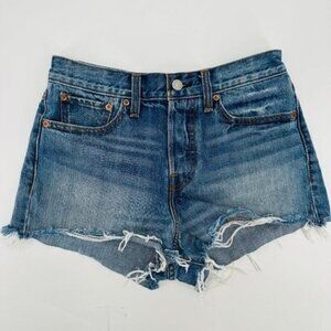 Levi's 501 High Rise Cut Off Button Fly Denim Beach Coastal 28 Jean Shorts